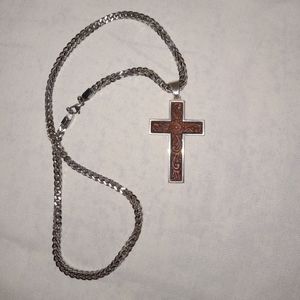 Cavenders tooled leather silver cross necklace New never worn